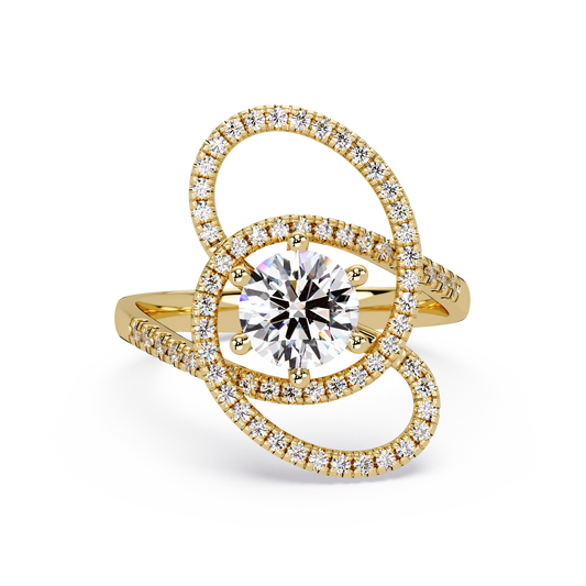 Round Lab Grown Diamond Pave Set Open Loop Ring - HIGHCARAT DIAMONDS
