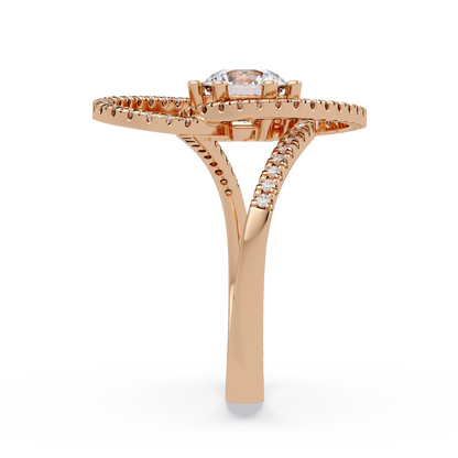 Round Lab Grown Diamond Pave Set Open Loop Ring - HIGHCARAT DIAMONDS