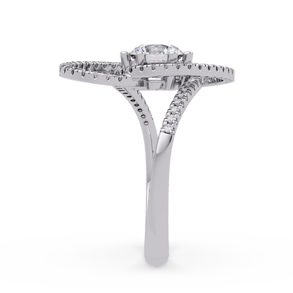 Round Lab Grown Diamond Pave Set Open Loop Ring - HIGHCARAT DIAMONDS