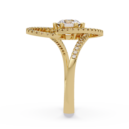 Round Lab Grown Diamond Pave Set Open Loop Ring - HIGHCARAT DIAMONDS