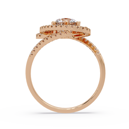 Round Lab Grown Diamond Pave Set Open Loop Ring - HIGHCARAT DIAMONDS
