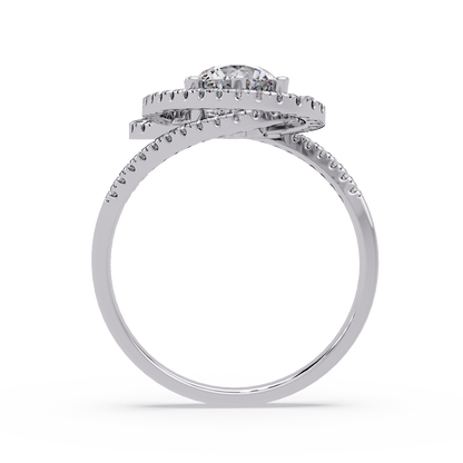 Round Lab Grown Diamond Pave Set Open Loop Ring - HIGHCARAT DIAMONDS