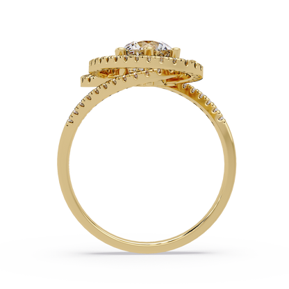Round Lab Grown Diamond Pave Set Open Loop Ring - HIGHCARAT DIAMONDS