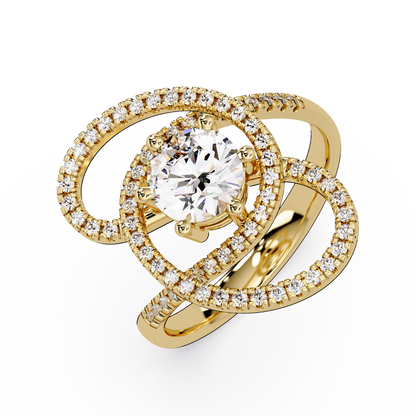 Round Lab Grown Diamond Pave Set Open Loop Ring - HIGHCARAT DIAMONDS