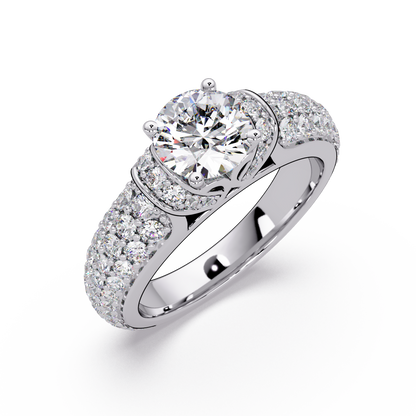 Round Lab Grown Diamond Pave Twist Engagement Ring - HIGHCARAT DIAMONDS