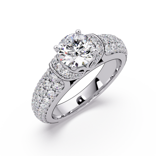 Round Lab Grown Diamond Pave Twist Engagement Ring - HIGHCARAT DIAMONDS