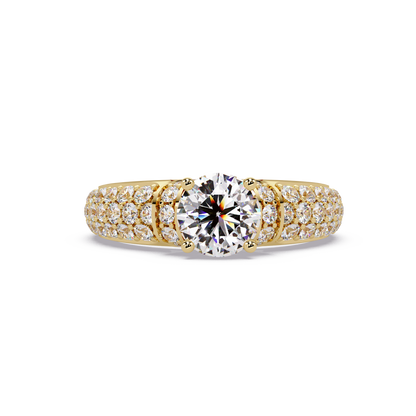 Round Lab Grown Diamond Pave Twist Engagement Ring - HIGHCARAT DIAMONDS