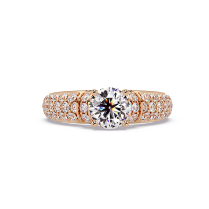 Round Lab Grown Diamond Pave Twist Engagement Ring - HIGHCARAT DIAMONDS