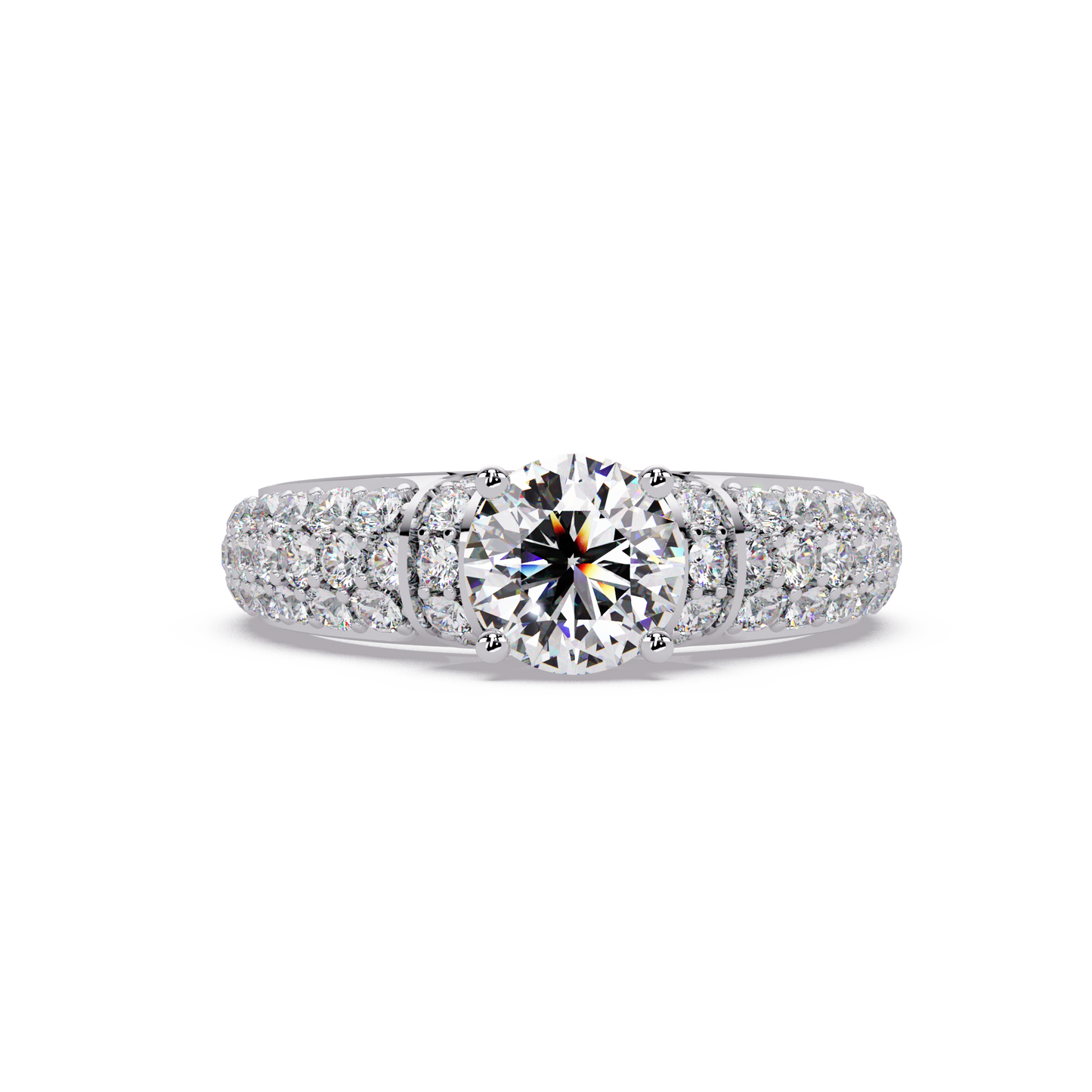 Round Lab Grown Diamond Pave Twist Engagement Ring - HIGHCARAT DIAMONDS
