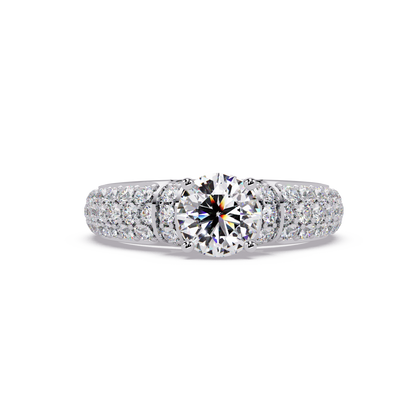 Round Lab Grown Diamond Pave Twist Engagement Ring - HIGHCARAT DIAMONDS