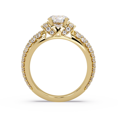 Round Lab Grown Diamond Pave Twist Engagement Ring - HIGHCARAT DIAMONDS