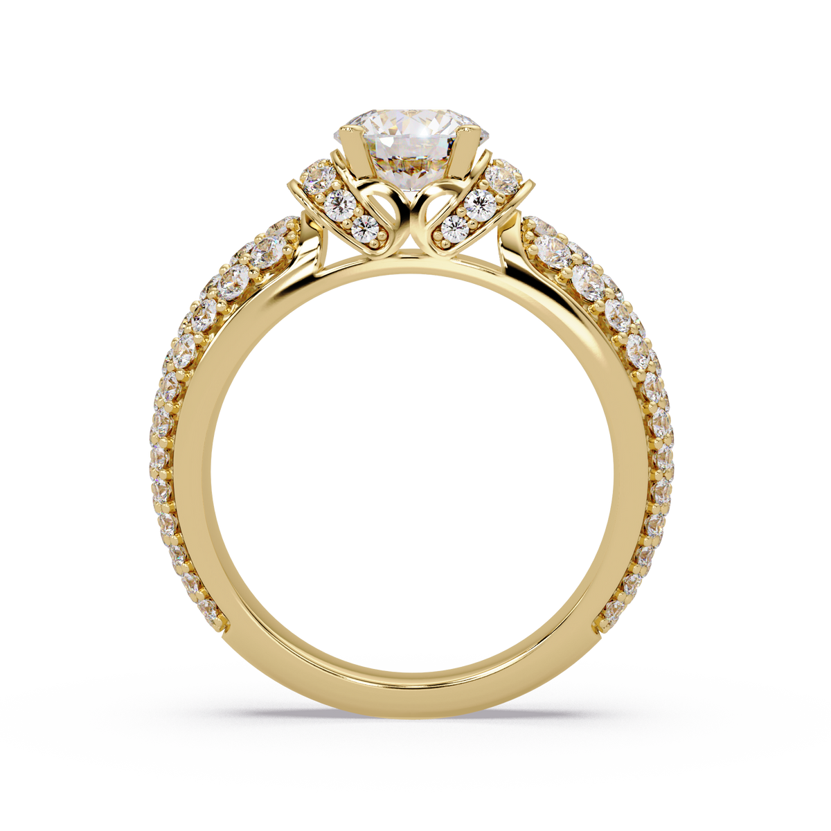 Round Lab Grown Diamond Pave Twist Engagement Ring - HIGHCARAT DIAMONDS