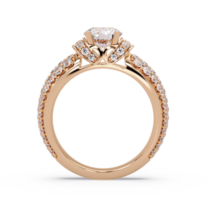 Round Lab Grown Diamond Pave Twist Engagement Ring - HIGHCARAT DIAMONDS