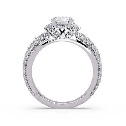 Round Lab Grown Diamond Pave Twist Engagement Ring - HIGHCARAT DIAMONDS