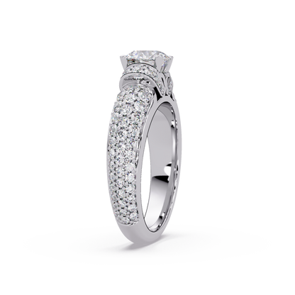 Round Lab Grown Diamond Pave Twist Engagement Ring - HIGHCARAT DIAMONDS
