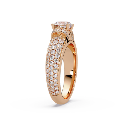 Round Lab Grown Diamond Pave Twist Engagement Ring - HIGHCARAT DIAMONDS