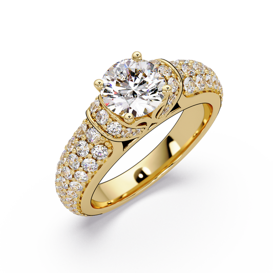 Round Lab Grown Diamond Pave Twist Engagement Ring - HIGHCARAT DIAMONDS