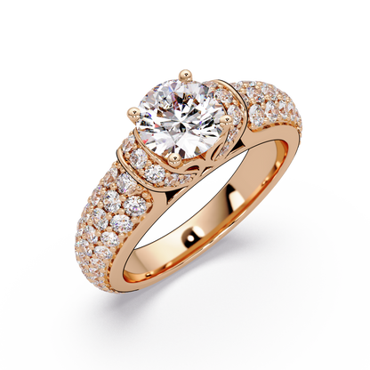 Round Lab Grown Diamond Pave Twist Engagement Ring - HIGHCARAT DIAMONDS