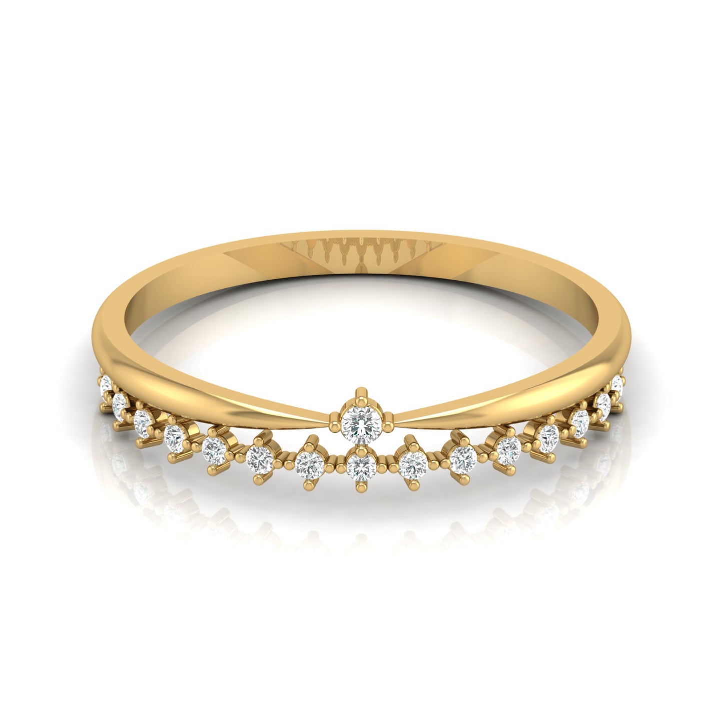 Round Cut Diamond Promise Ring for Wife Dainty Everyday Wear Band in 14K Solid Gold - HIGHCARAT DIAMONDS