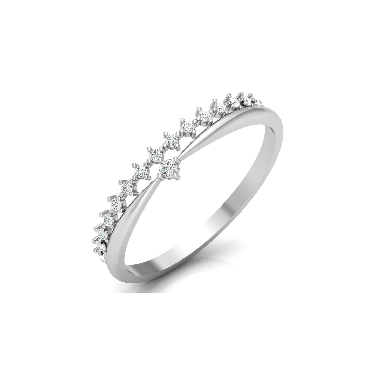 Round Cut Diamond Promise Ring for Wife Dainty Everyday Wear Band in 14K Solid Gold - HIGHCARAT DIAMONDS