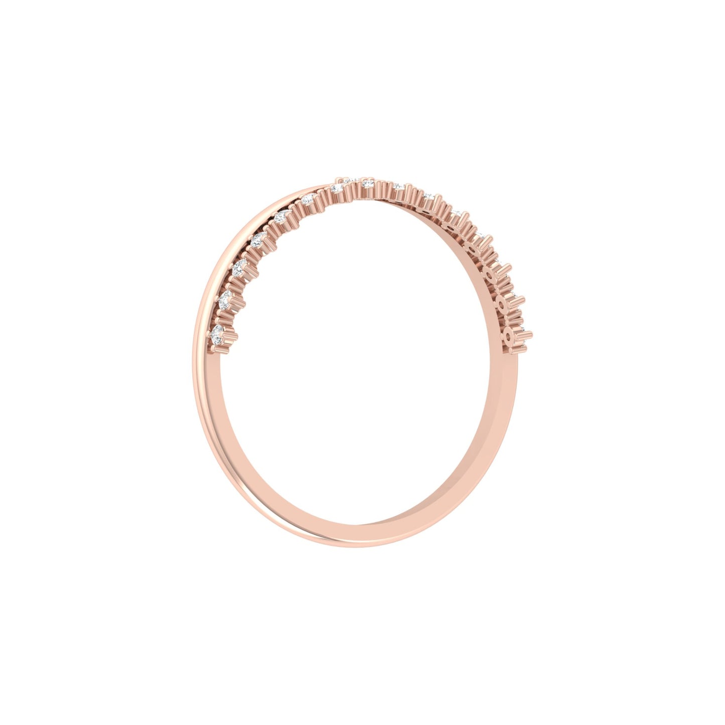 Round Cut Diamond Promise Ring for Wife Dainty Everyday Wear Band in 14K Solid Gold - HIGHCARAT DIAMONDS