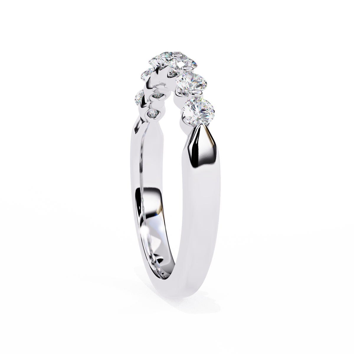 Round Cut White Colorless Lab Grown Diamond Elegant Half Eternity Stacking 7 Stone Dainty Every Day Ring - HIGHCARAT DIAMONDS
