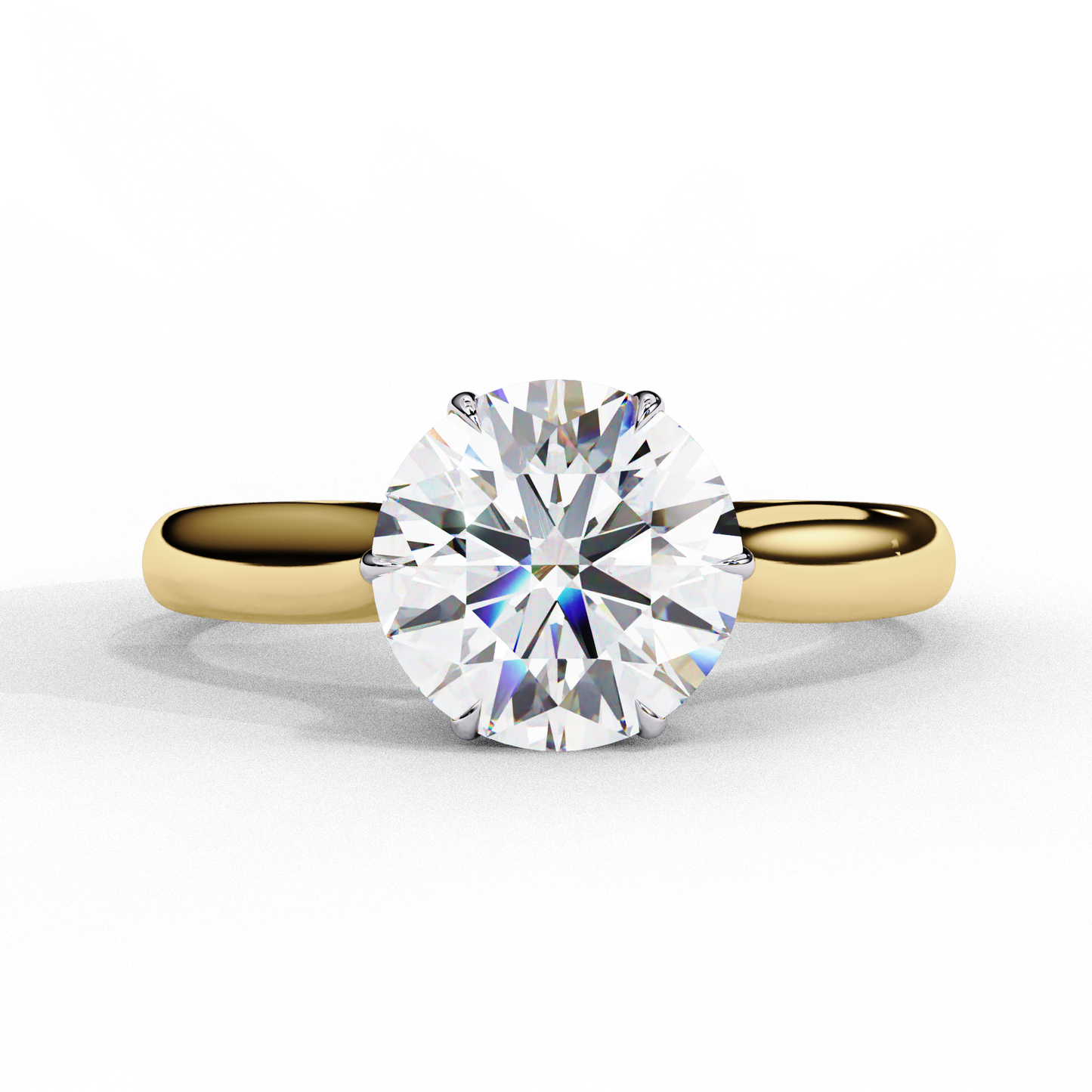 Front view of round shape lab grown diamond solitaire ring
