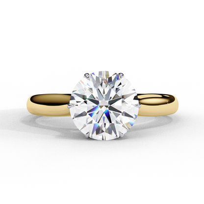 Front view of round shape lab grown diamond solitaire ring