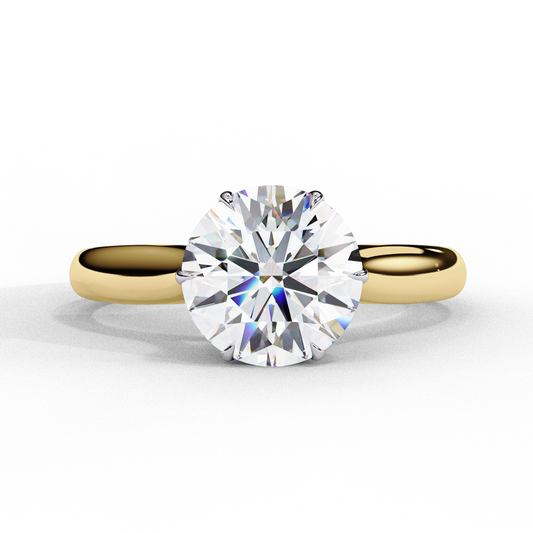 Front view of round shape lab grown diamond solitaire ring