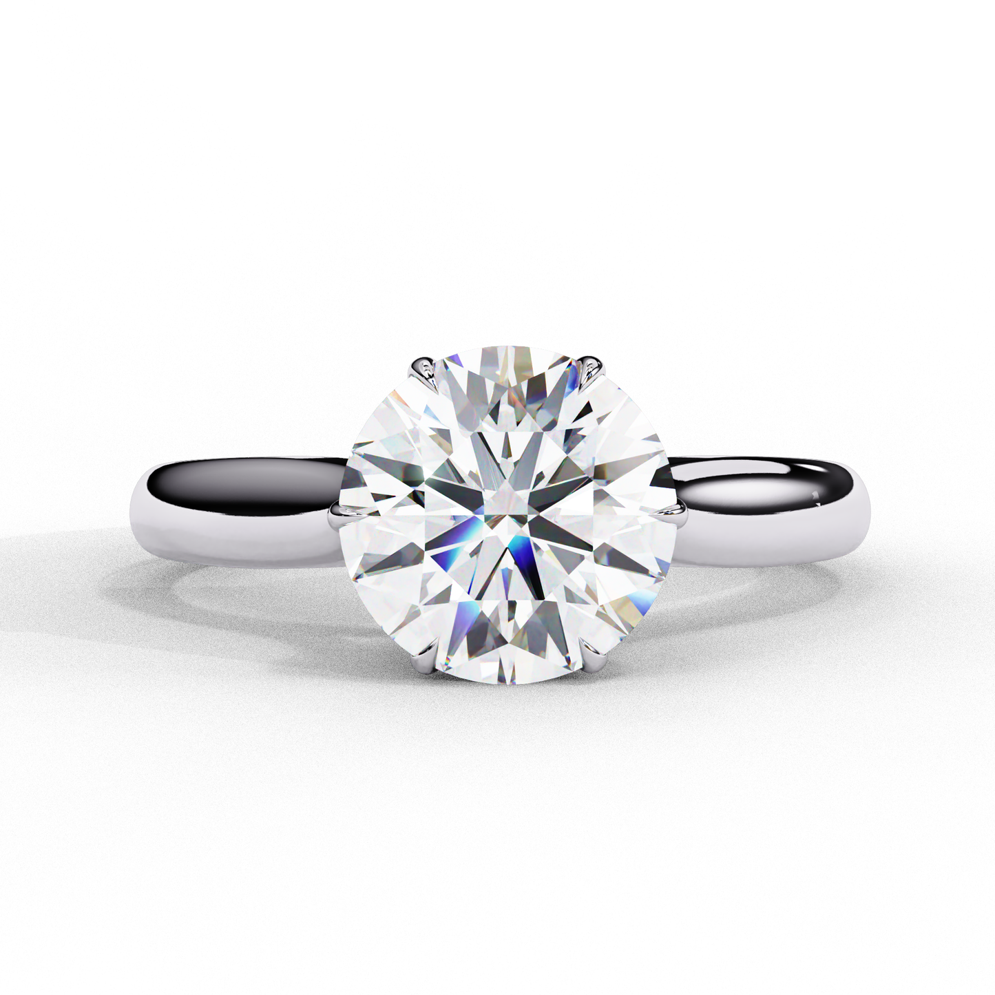 Solitaire Round Cut Lab Grown Diamond Ring featuring a single center stone