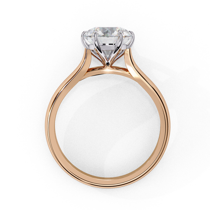 Round cut one stone diamond ring with classic engagement style