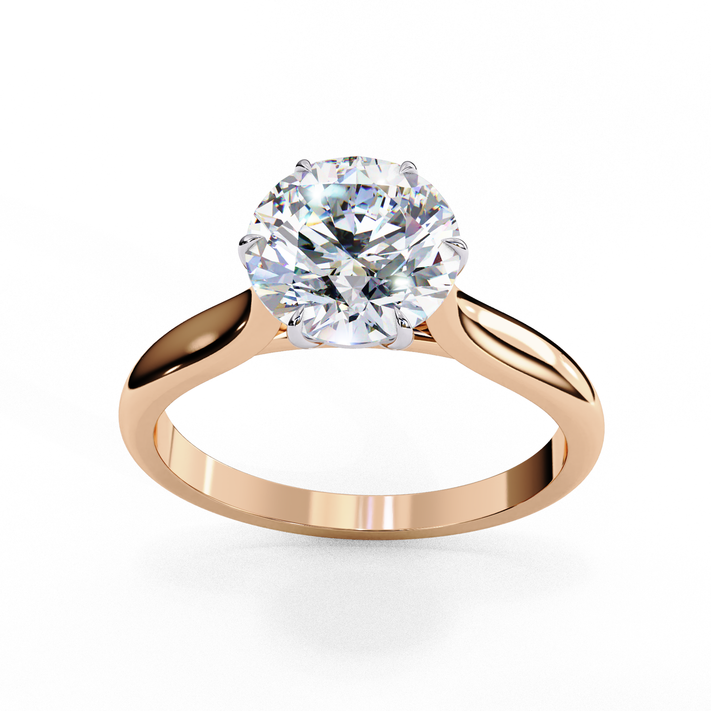 Round Shape One Stone Lab Grown Diamond Ring for Women with polished band design
