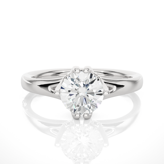 Solitaire Engagement Ring featuring round lab grown diamond center stone