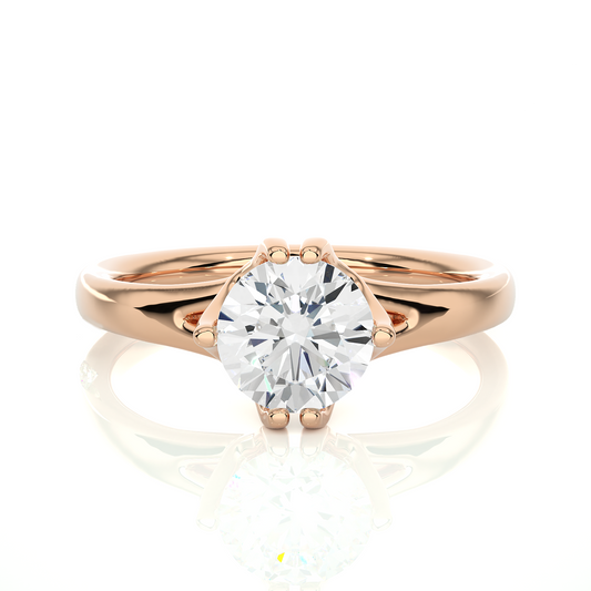 Round Lab Grown Diamond Solitaire Engagement Ring with polished band design