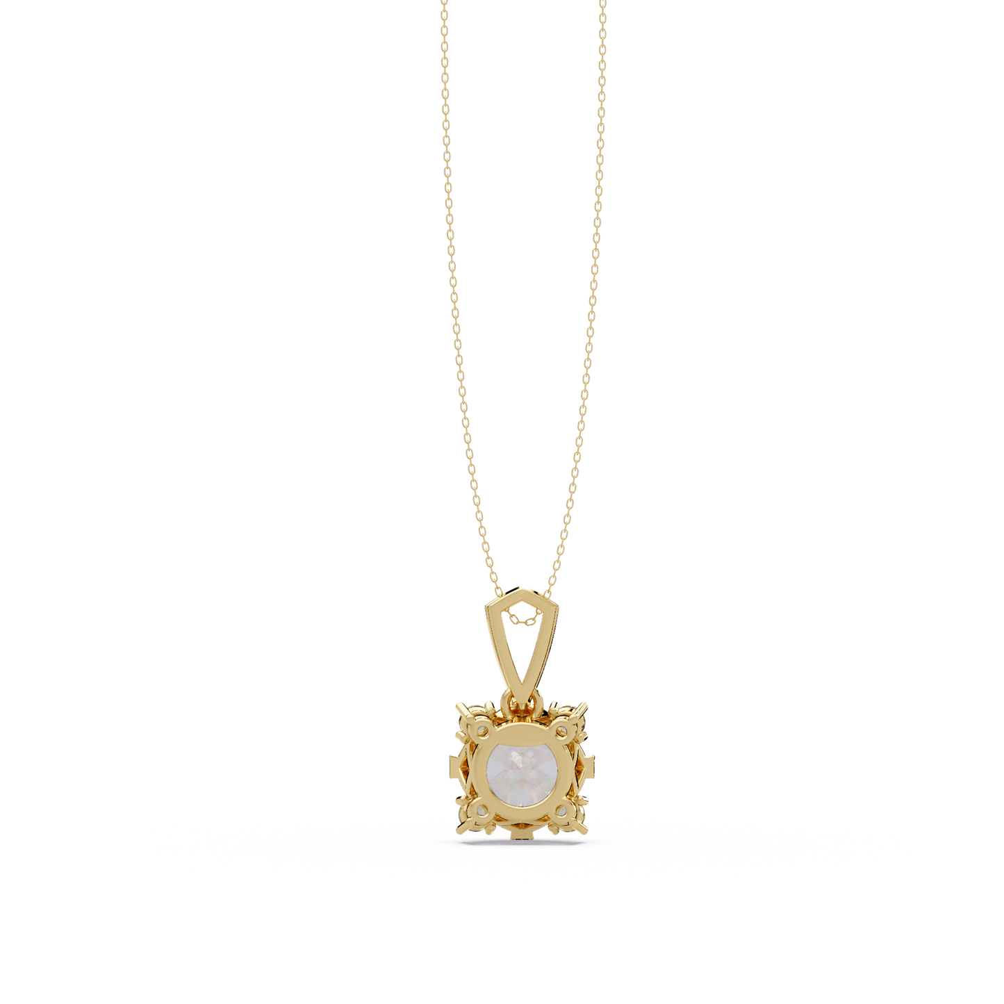 Round Lab Grown Diamond Solitaire Side Accent Pendant - HIGHCARAT DIAMONDS