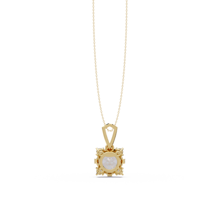 Round Lab Grown Diamond Solitaire Side Accent Pendant - HIGHCARAT DIAMONDS