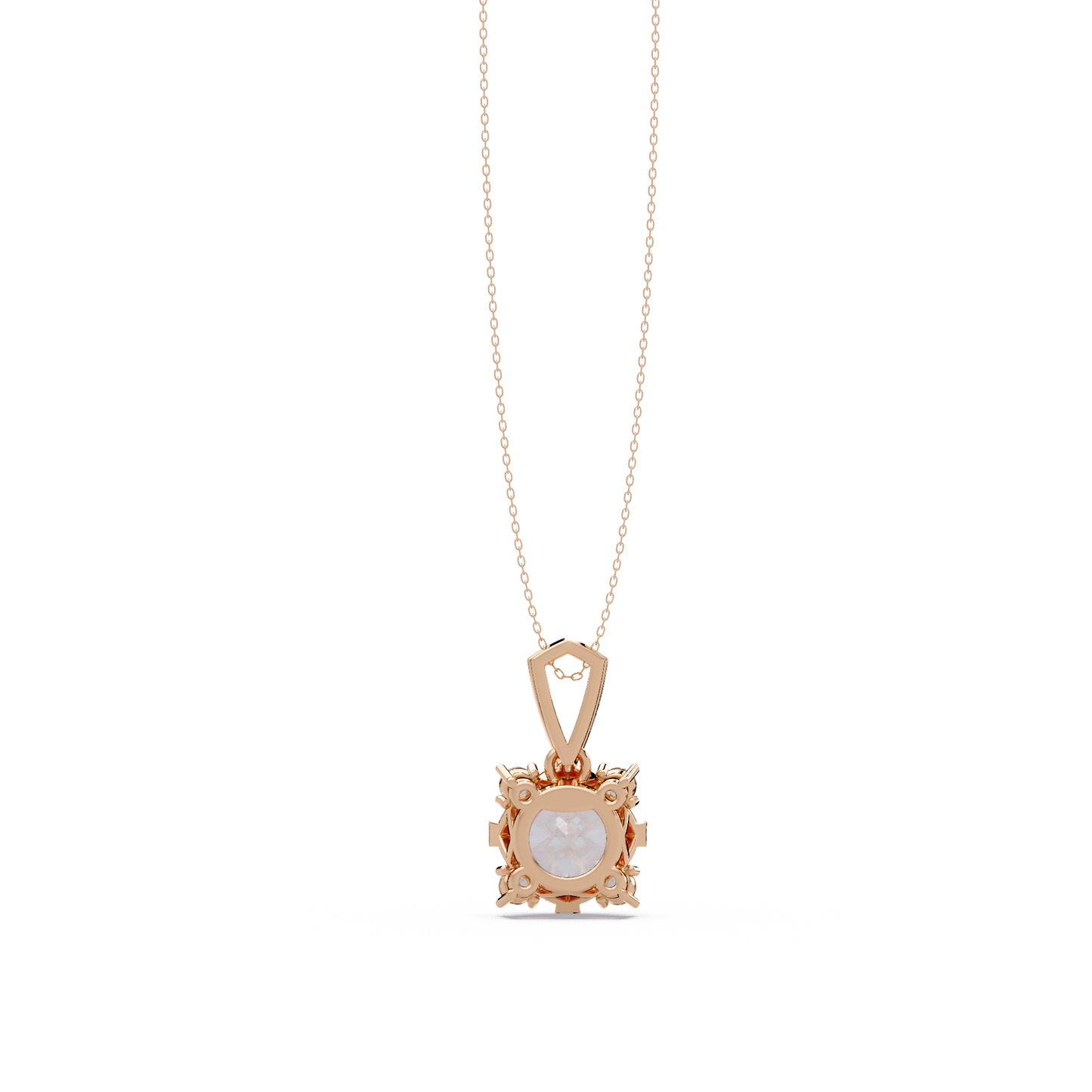 Round Lab Grown Diamond Solitaire Side Accent Pendant - HIGHCARAT DIAMONDS