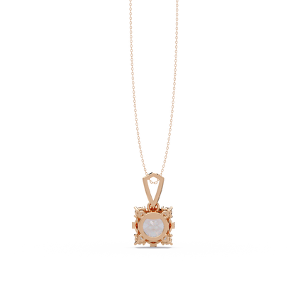 Round Lab Grown Diamond Solitaire Side Accent Pendant - HIGHCARAT DIAMONDS