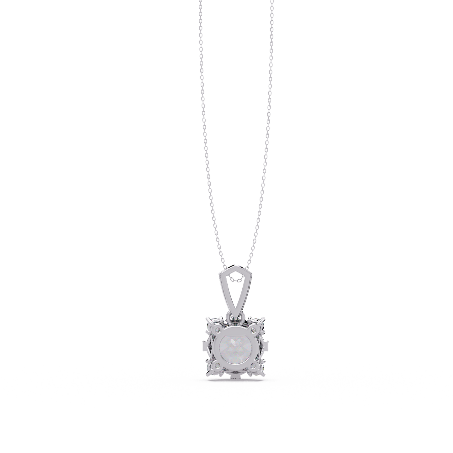 Round Lab Grown Diamond Solitaire Side Accent Pendant - HIGHCARAT DIAMONDS
