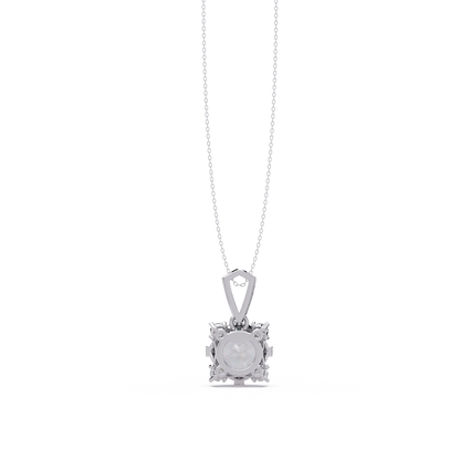 Round Lab Grown Diamond Solitaire Side Accent Pendant - HIGHCARAT DIAMONDS