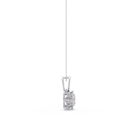 Round Lab Grown Diamond Solitaire Side Accent Pendant - HIGHCARAT DIAMONDS