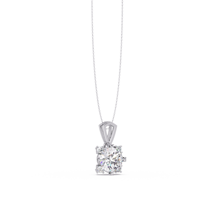 Round Lab Grown Diamond Solitaire Side Accent Pendant - HIGHCARAT DIAMONDS