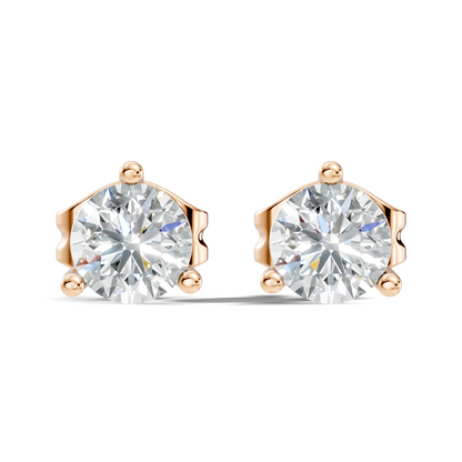 Round Lab Grown Diamond Solitaire Stud Earring - HIGHCARAT DIAMONDS