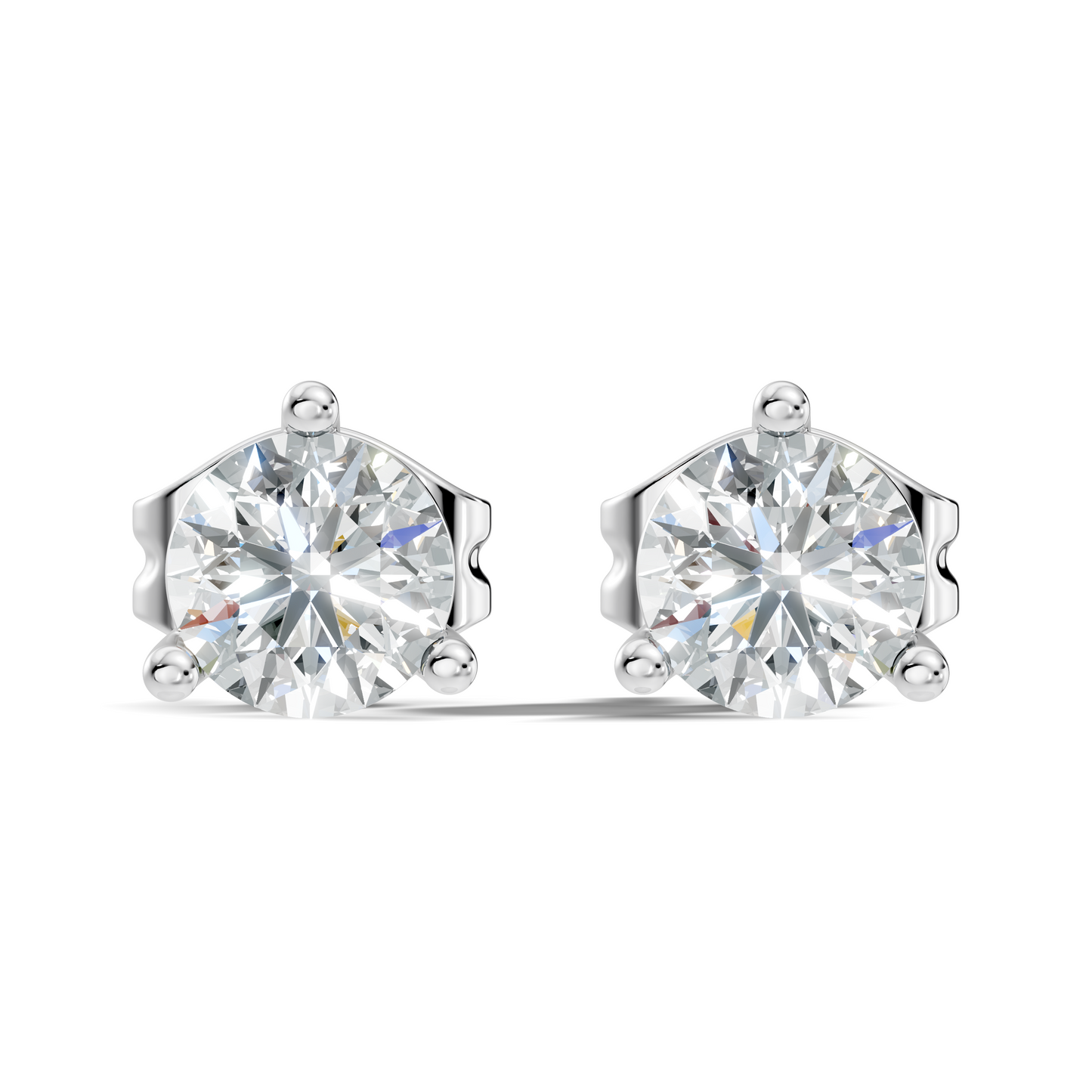 Round Lab Grown Diamond Solitaire Stud Earring - HIGHCARAT DIAMONDS