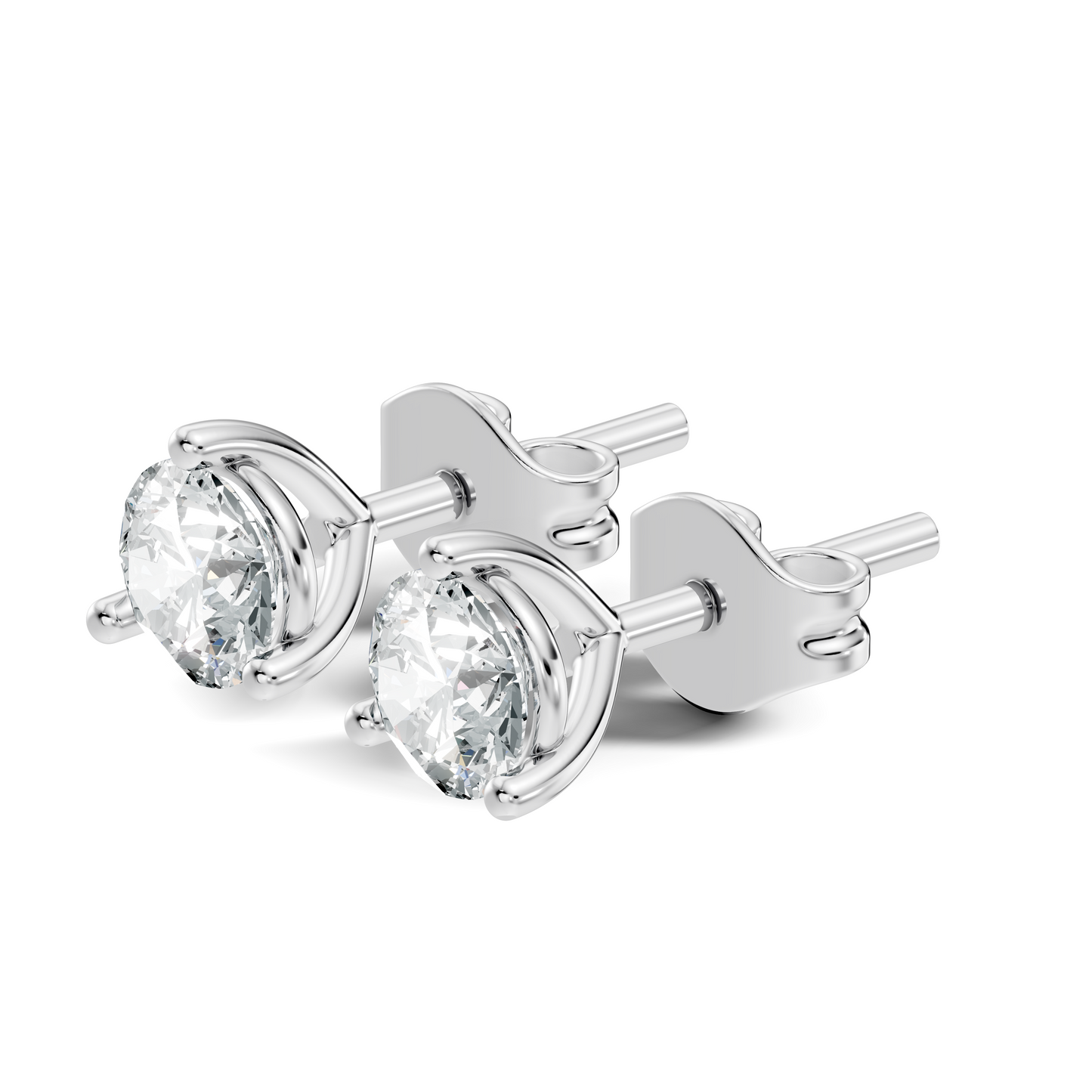 Round Lab Grown Diamond Solitaire Stud Earring - HIGHCARAT DIAMONDS