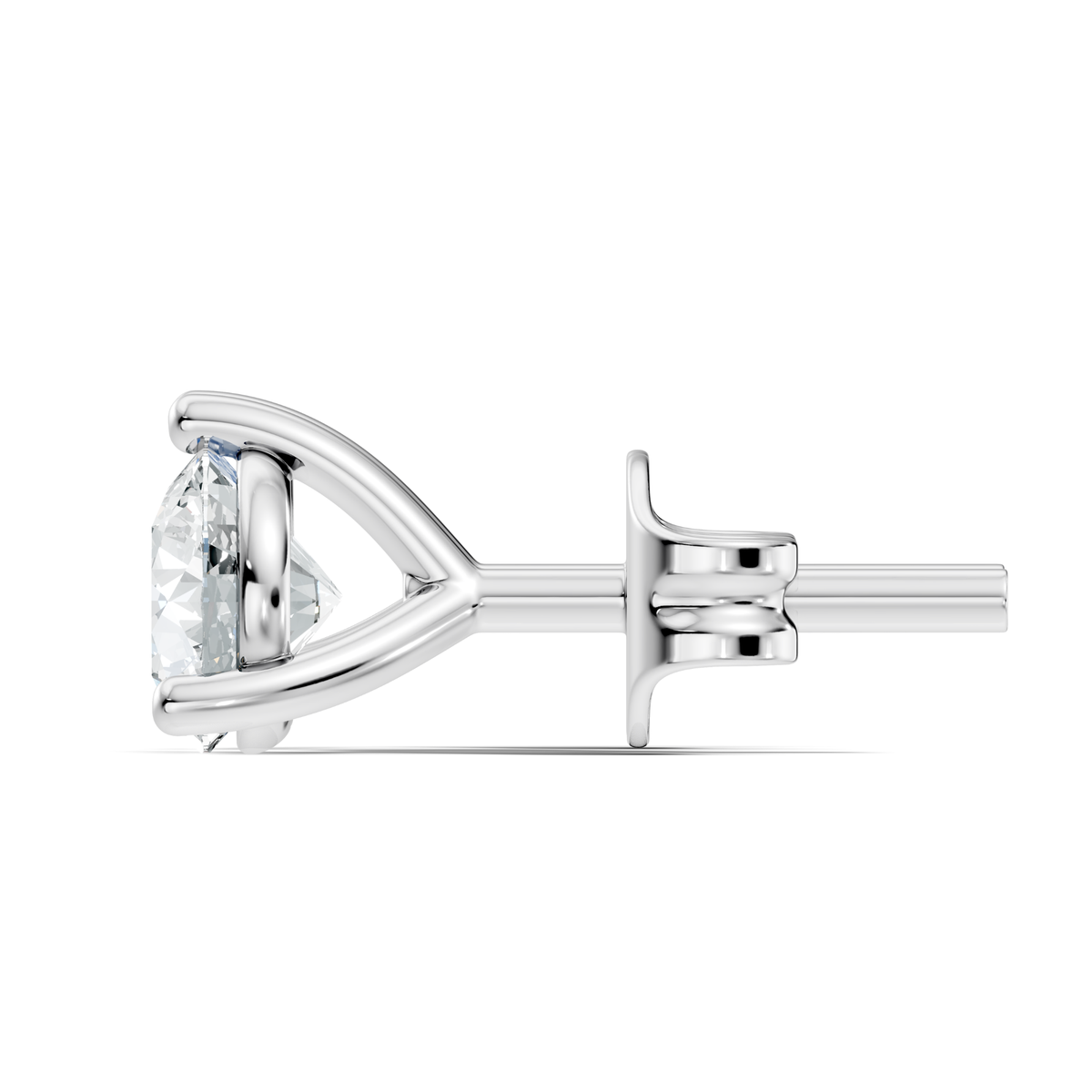 Round Lab Grown Diamond Solitaire Stud Earring - HIGHCARAT DIAMONDS