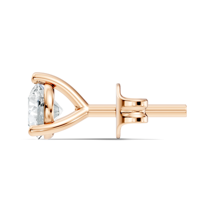 Round Lab Grown Diamond Solitaire Stud Earring - HIGHCARAT DIAMONDS