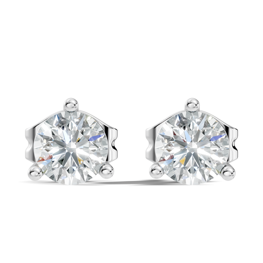 Round Lab Grown Diamond Solitaire Stud Earring - HIGHCARAT DIAMONDS