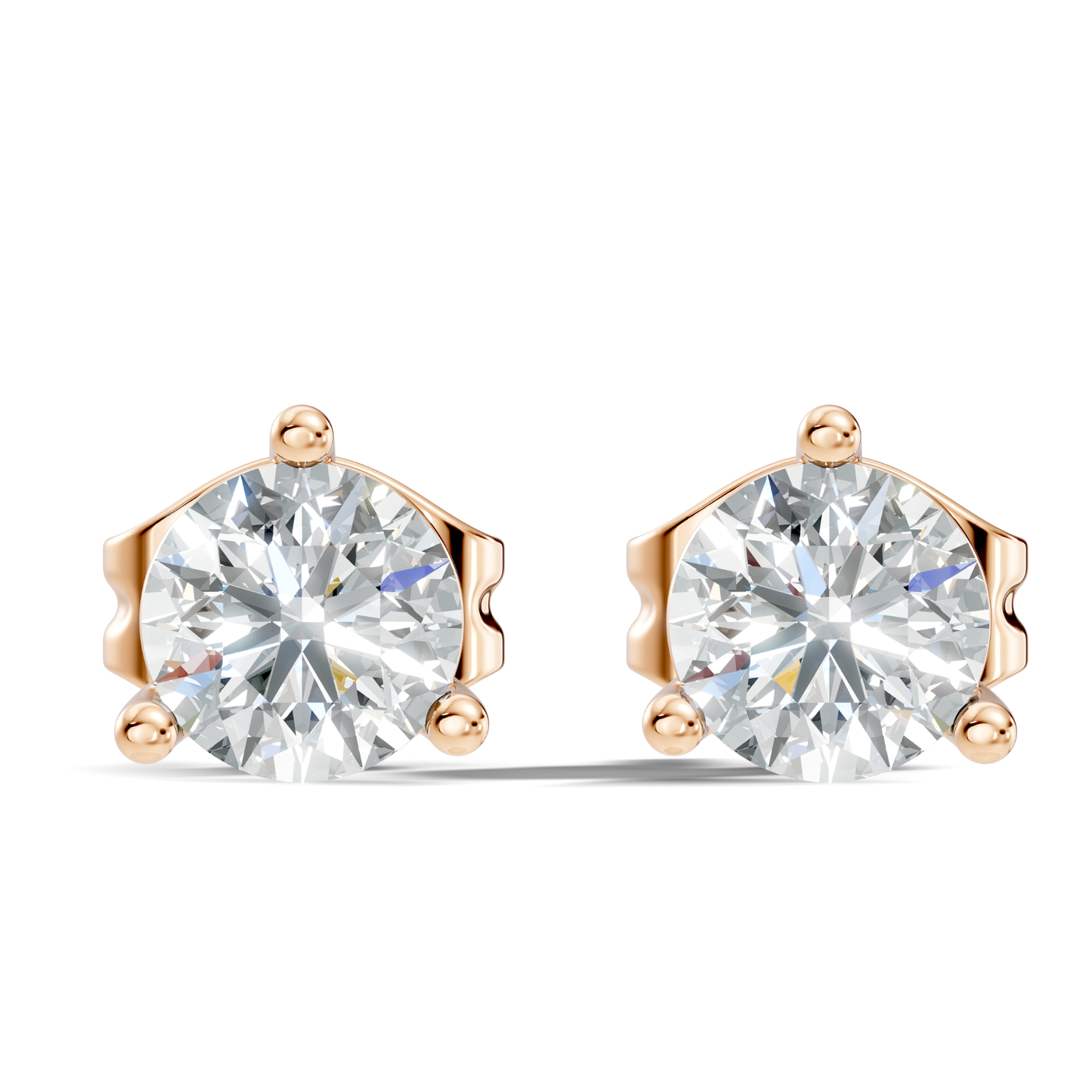 Round Lab Grown Diamond Solitaire Stud Earring - HIGHCARAT DIAMONDS