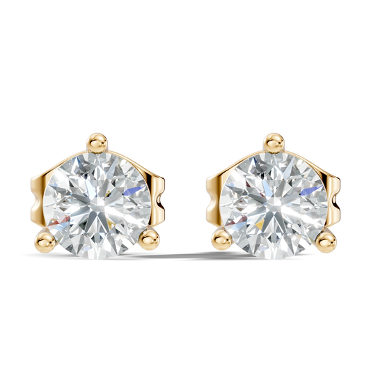 Round Lab Grown Diamond Solitaire Stud Earring - HIGHCARAT DIAMONDS